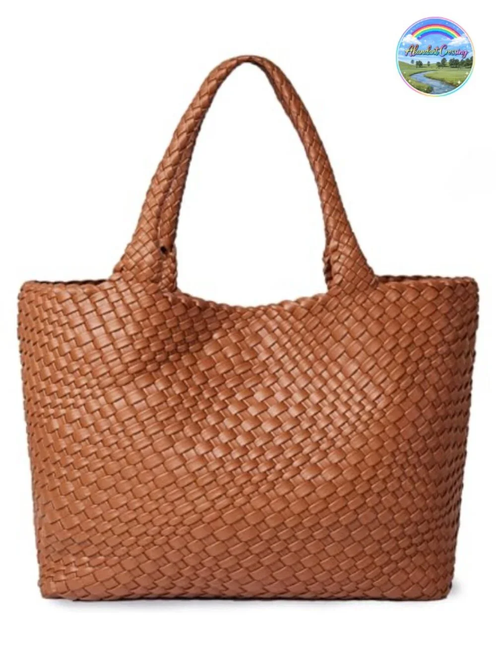 Woven Tote Bag for Women, Top Handle Vegan Leather Shoulder Handbag